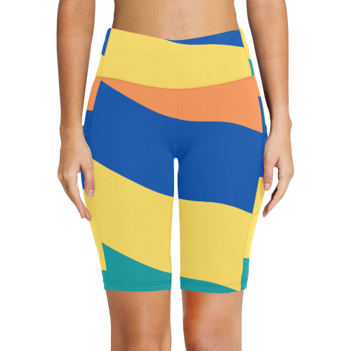 colorful wave shorts Women's Workout Half Tights (Model L42)