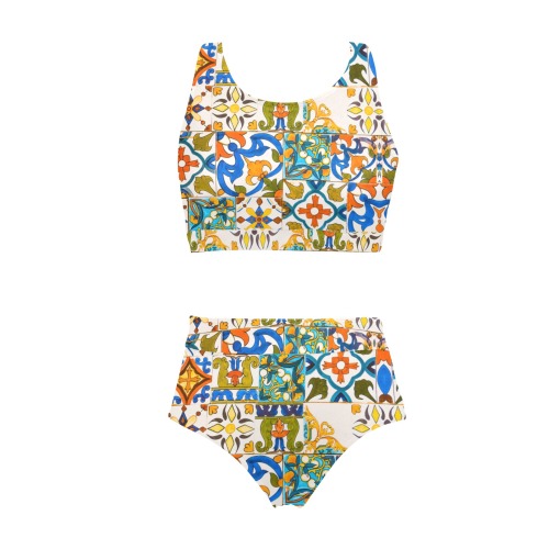 Tiles of Andalusia 02 Crop Top Bikini Set (Model S21)