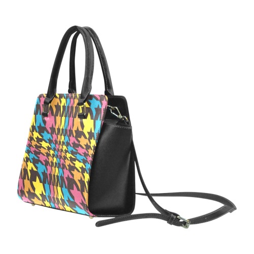 80's Vibe Colorful Abstract Geometric Rivet Shoulder Handbag (Model 1645)