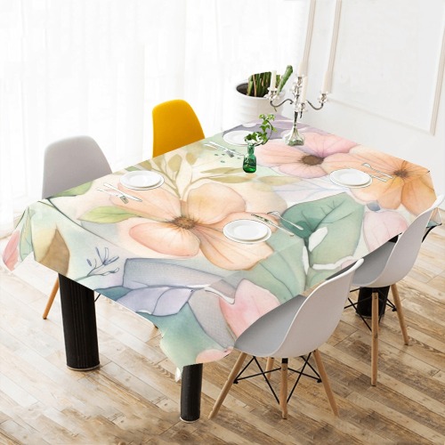 Watercolor Floral 1 Thickiy Ronior Tablecloth 104"x 60"