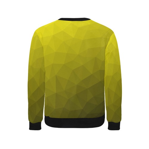 Yellow gradient geometric mesh pattern Men's Rib Cuff Crew Neck Sweatshirt (Model H34)