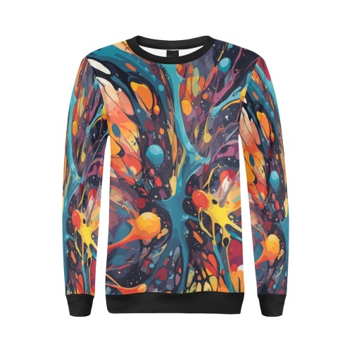 Fantastic microbiology abstract art of colors All Over Print Crewneck Sweatshirt for Women (Model H18)