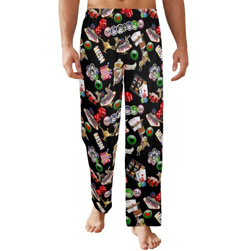 Las Vegas Icons on Black Men's Pajama Trousers without Pockets