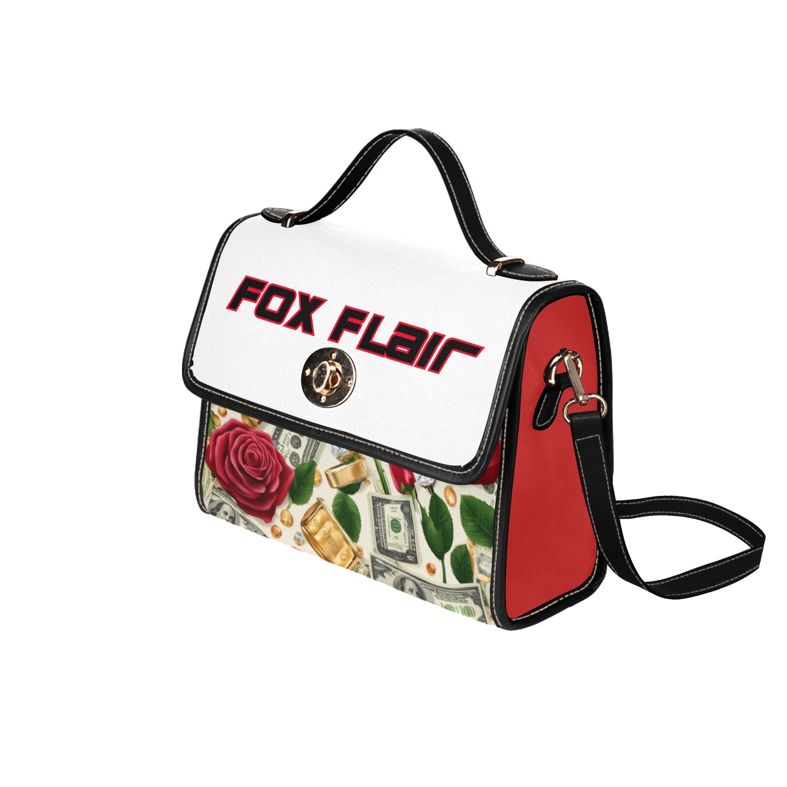 GELF6670 Foxy Flair Bag Waterproof Canvas Bag-Black (All Over Print) (Model 1641)