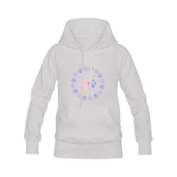 Pink and Purple Dog Cat Pet Lovers Hearts and Stars Paw Print Design Women's Classic Hoodies (Model H07)