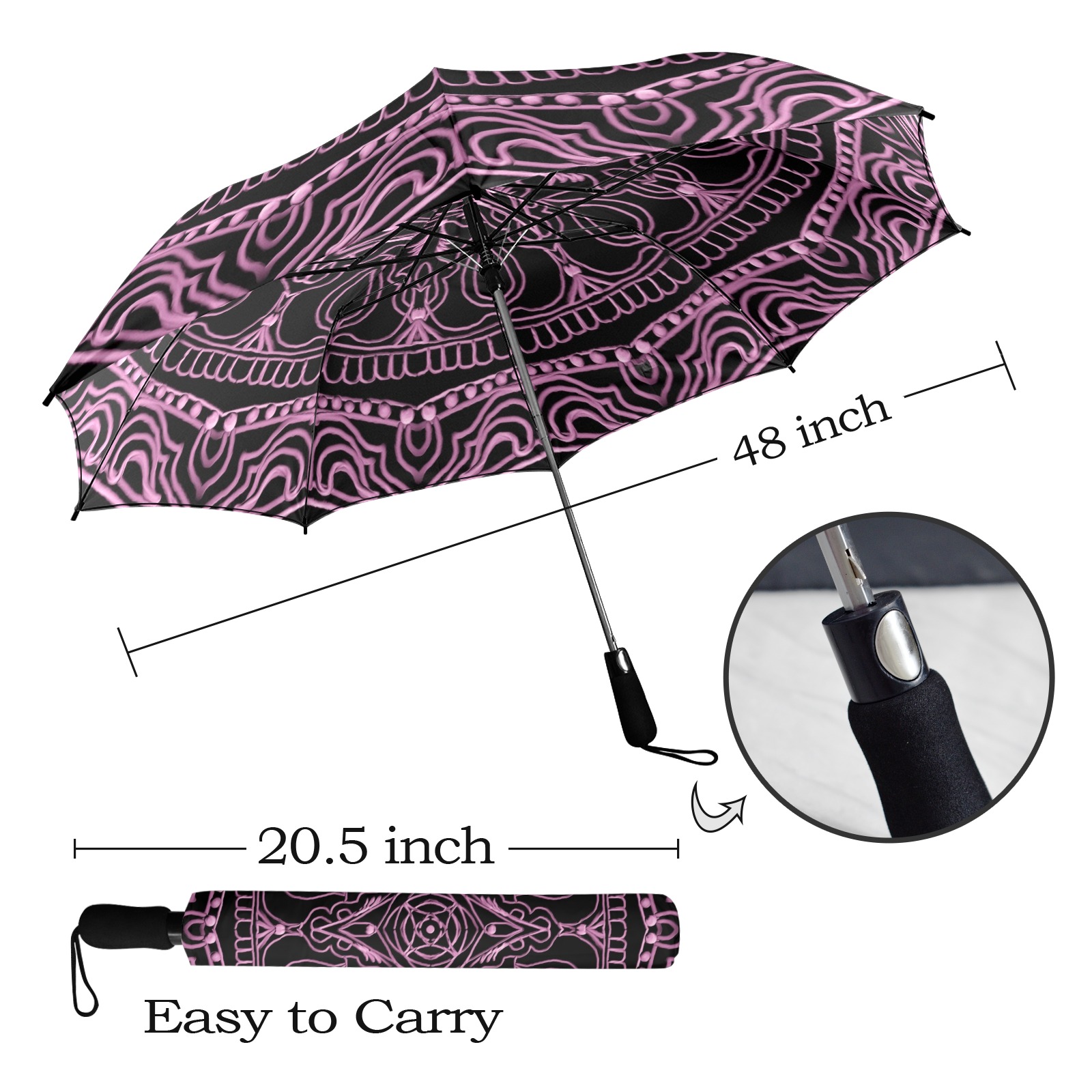 mandala 3D-13 rose Semi-Automatic Foldable Umbrella (Model U12)