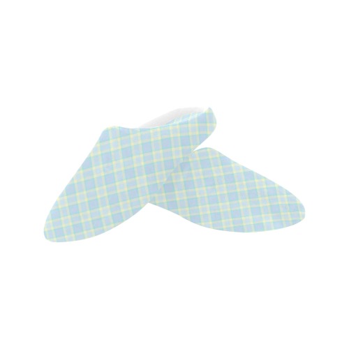 Pastel Baby Boy Plaid Women's Non-Slip Cotton Slippers (Model 0602)