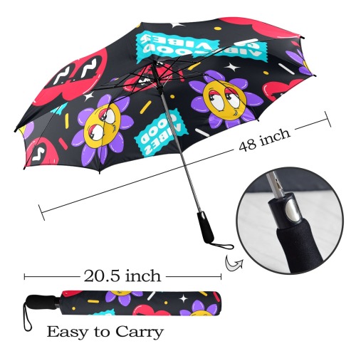 Groovy hearts Semi-Automatic Foldable Umbrella (Model U12)