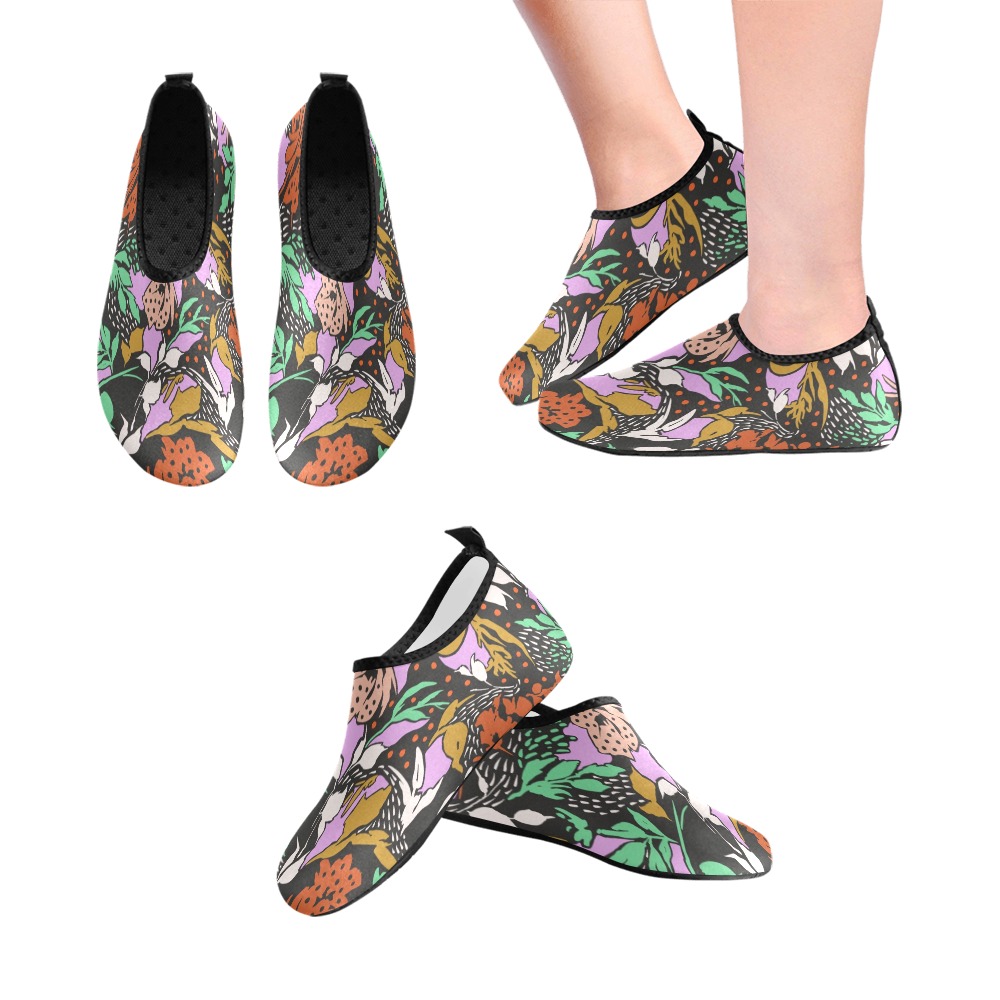 Modern floral simple 2 Women's Slip-On Water Shoes (Model 056)