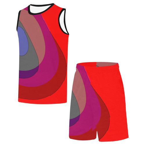Red Abstract 714 Basketball Uniform with Pocket