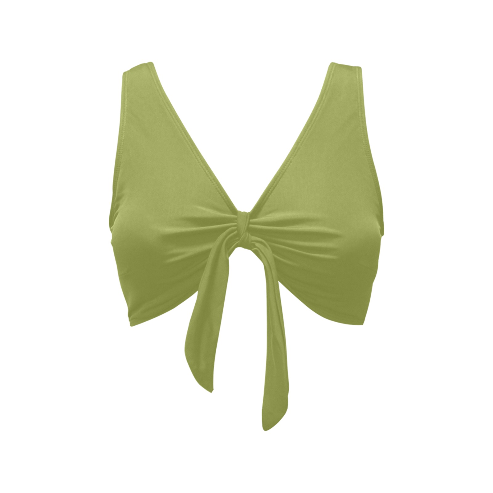 Solid Colors Olive Chest Bowknot Bikini Top (Model S33)