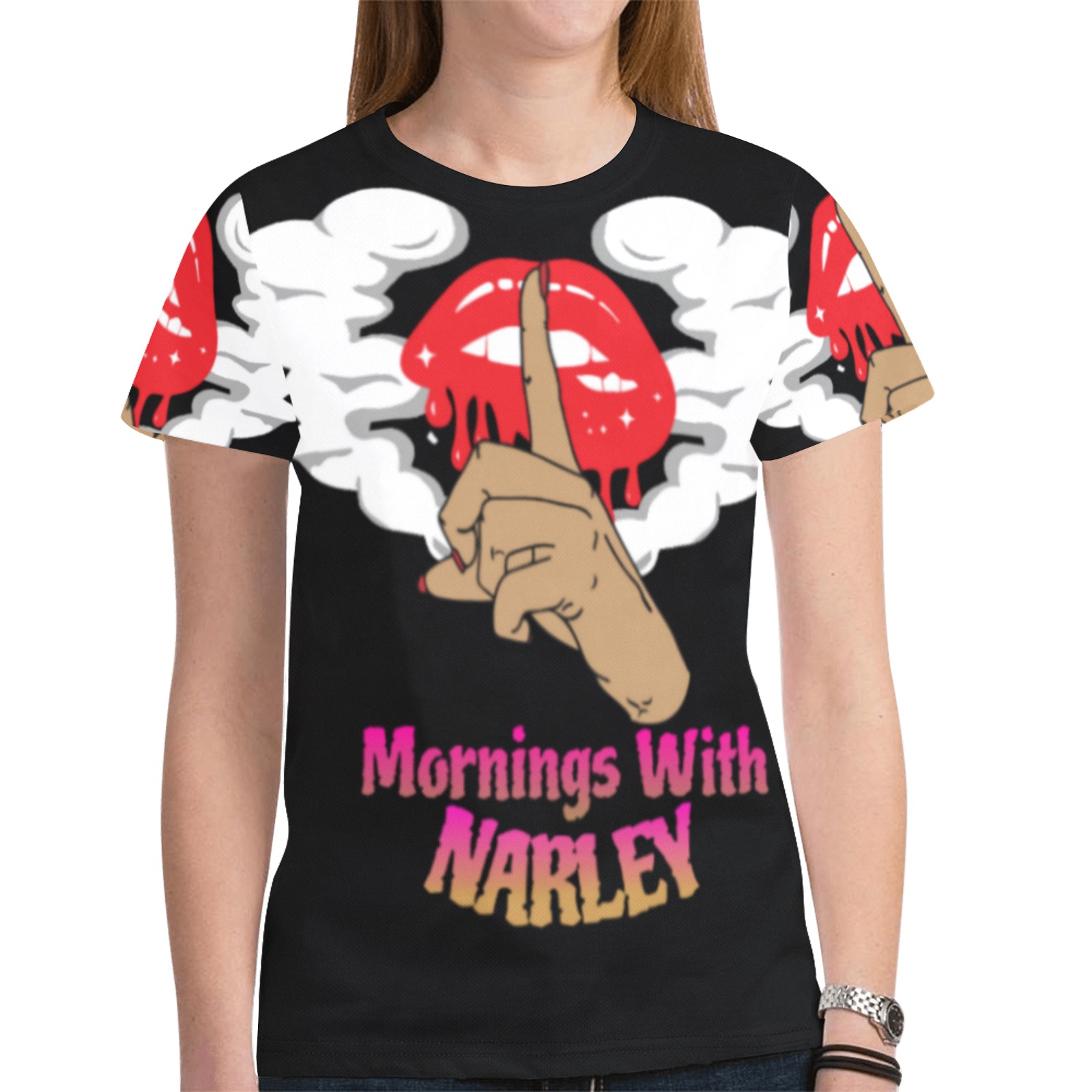 Mornings With Narley New All Over Print T-shirt for Women (Model T45)