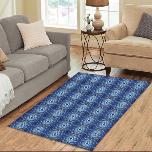 blue and white repeating pattern Area Rug 5'x3'3''