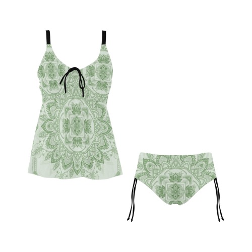 gamba pastel green Chest Drawstring Swim Dress (Model S30)