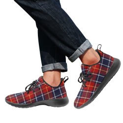 Red Tartan Men's One-Piece Vamp Sneakers (Model  67502)