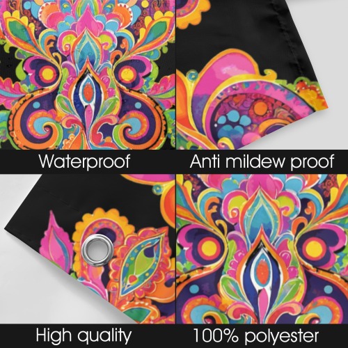 Abstract Retro Hippie Paisley Floral Pattern Shower Curtain 60"x72"
