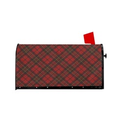 Red tartan plaid winter Christmas pattern holidays Mailbox Cover