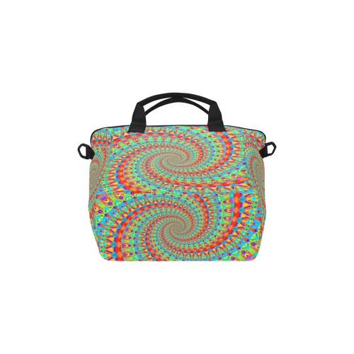 FLOWER POWER SPIRAL multicolored Insulated Tote Bag with Shoulder Strap (Model 1724)