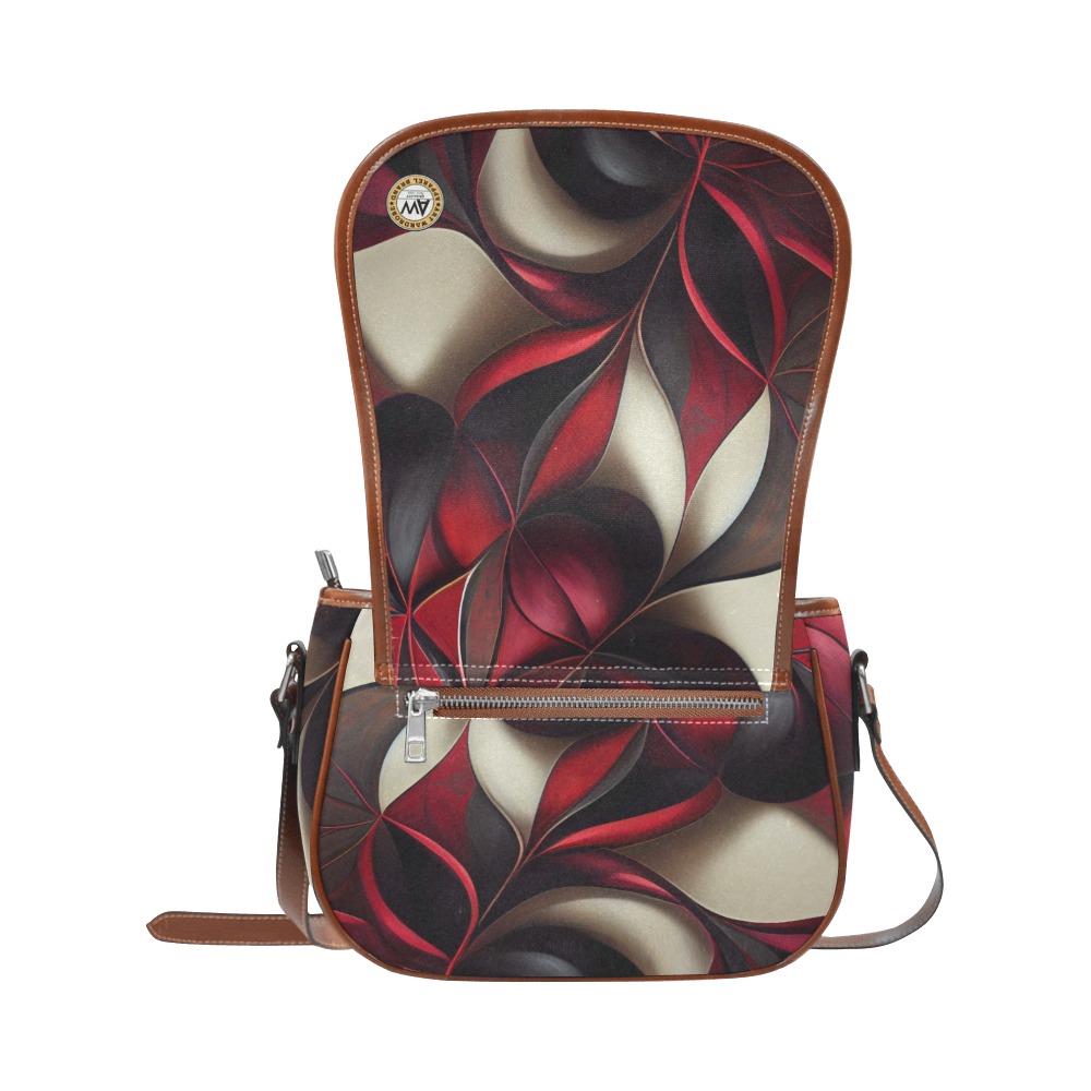 red cream and black pattern 2 Saddle Bag/Large (Model 1649)