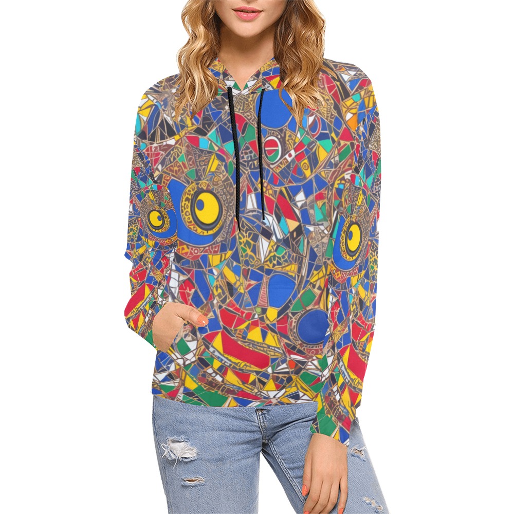 Chic avant-garde abstract art on an African theme. All Over Print Hoodie for Women (USA Size) (Model H13)