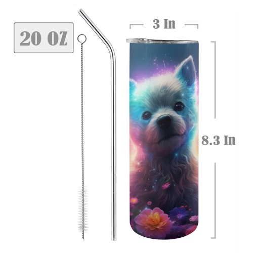 Neon Puppy - 20oz Tall Skinny Tumbler with Lid and Straw