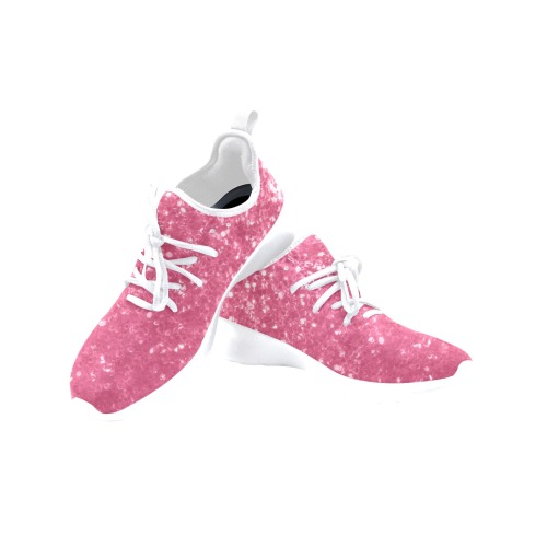 Magenta light pink red faux sparkles glitter Women's One-Piece Vamp Sneakers (Model 67502)