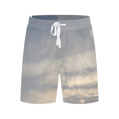 Rippled Cloud Collection Men's Mid-Length Casual Shorts (Model L50)