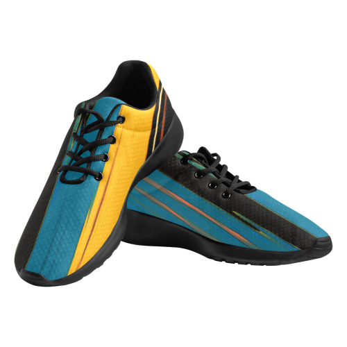 Black Turquoise And Orange Go! Abstract Art Men's Athletic Shoes (Model 0200)