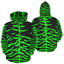 Green reverse tiger All Over Print Hoodie for Men (USA Size) (Model H13)
