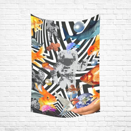 POINT OF ENTRY 2 Cotton Linen Wall Tapestry 60"x 90"