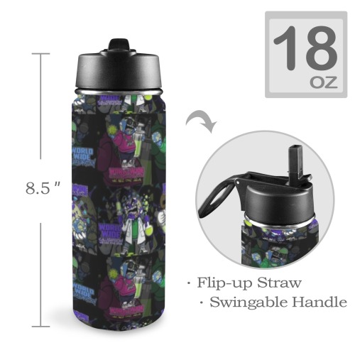 wwcfam Insulated Water Bottle with Straw Lid (18oz)