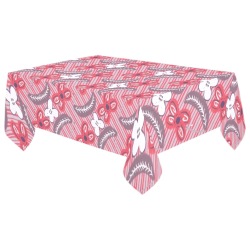 Red floral pattern Cotton Linen Tablecloth 60"x 104"