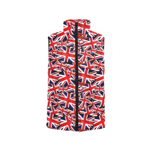 Union Jack British UK Flag Women's Padded Vest Jacket (Model H44)