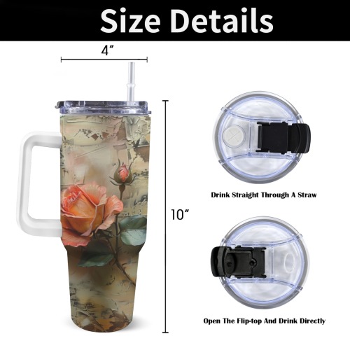 Floral Style 2 40oz Tumbler with White Handle