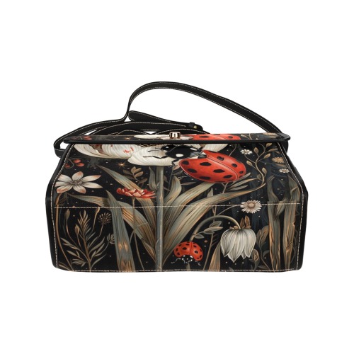 Lady Bug Satchel Handbag Waterproof Canvas Bag-Black (All Over Print) (Model 1641)