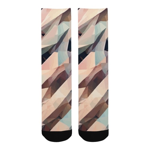 Diagonal abstract shapes. Quiet peach, blue colors Men's Custom Socks