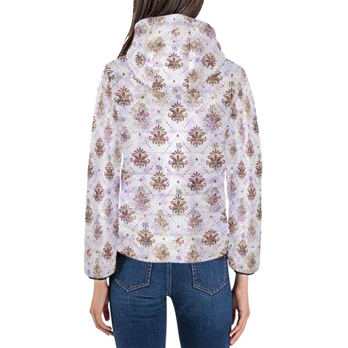 Soft Royal Pattern by Nico Bielow Women's Padded Hooded Jacket (Model H46)