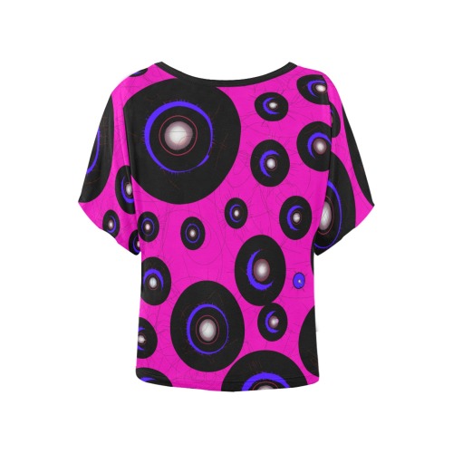 CogIIpnk1 Women's Batwing-Sleeved Blouse T shirt (Model T44)