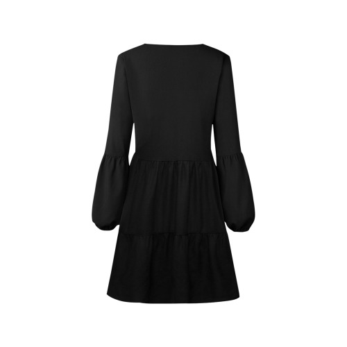 BLACK V-Neck Loose Fit Dress (Model D62)