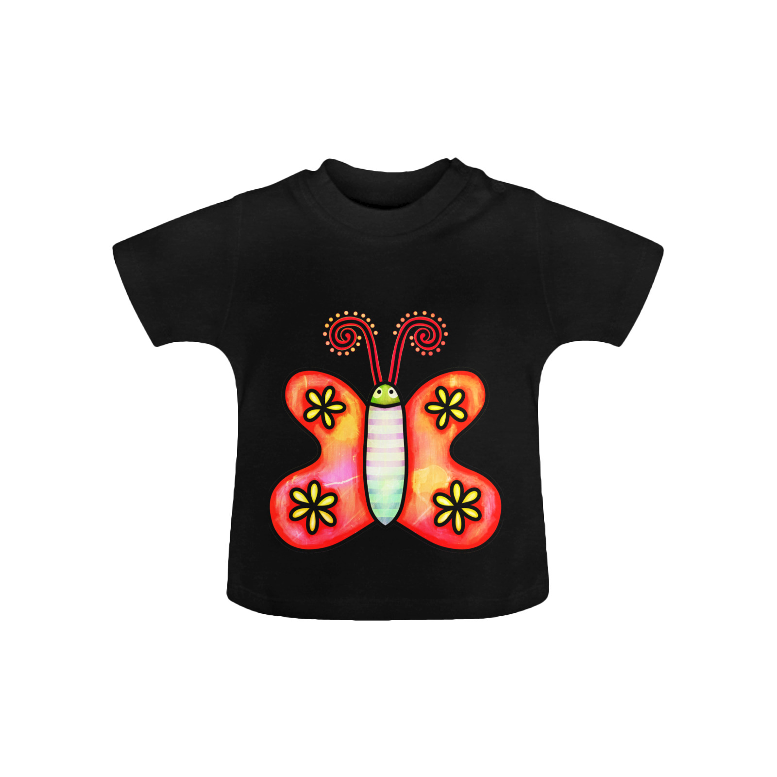 Watercolor Butterfly Doodle Cartoon Baby Classic T-Shirt (Model T30)