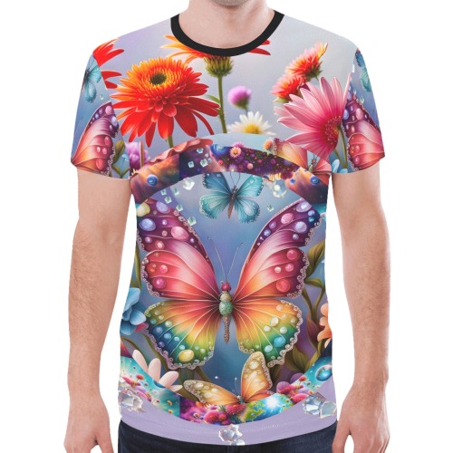 Flower Butterfly New All Over Print T-shirt for Men (Model T45)