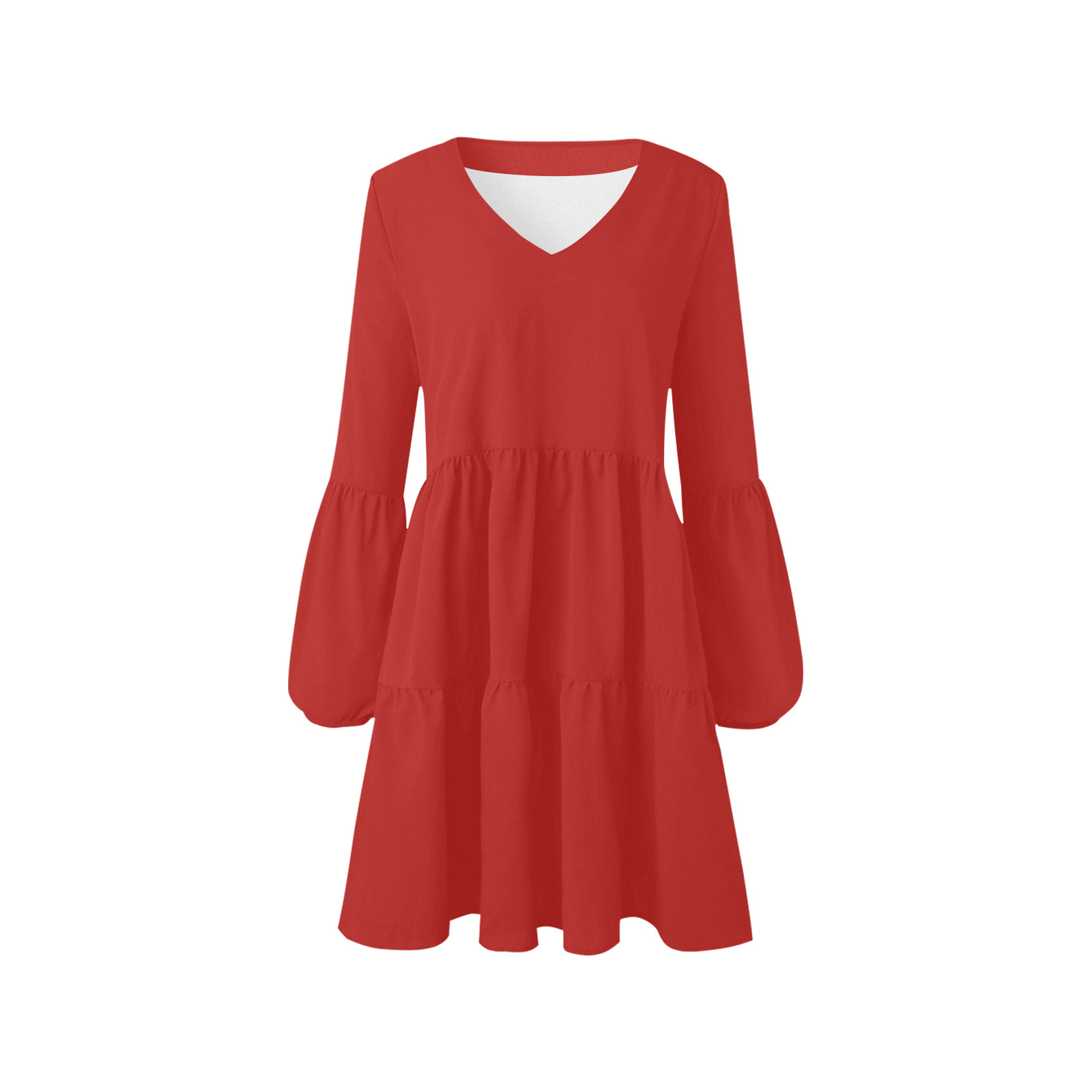 RED V-Neck Loose Fit Dress (Model D62)