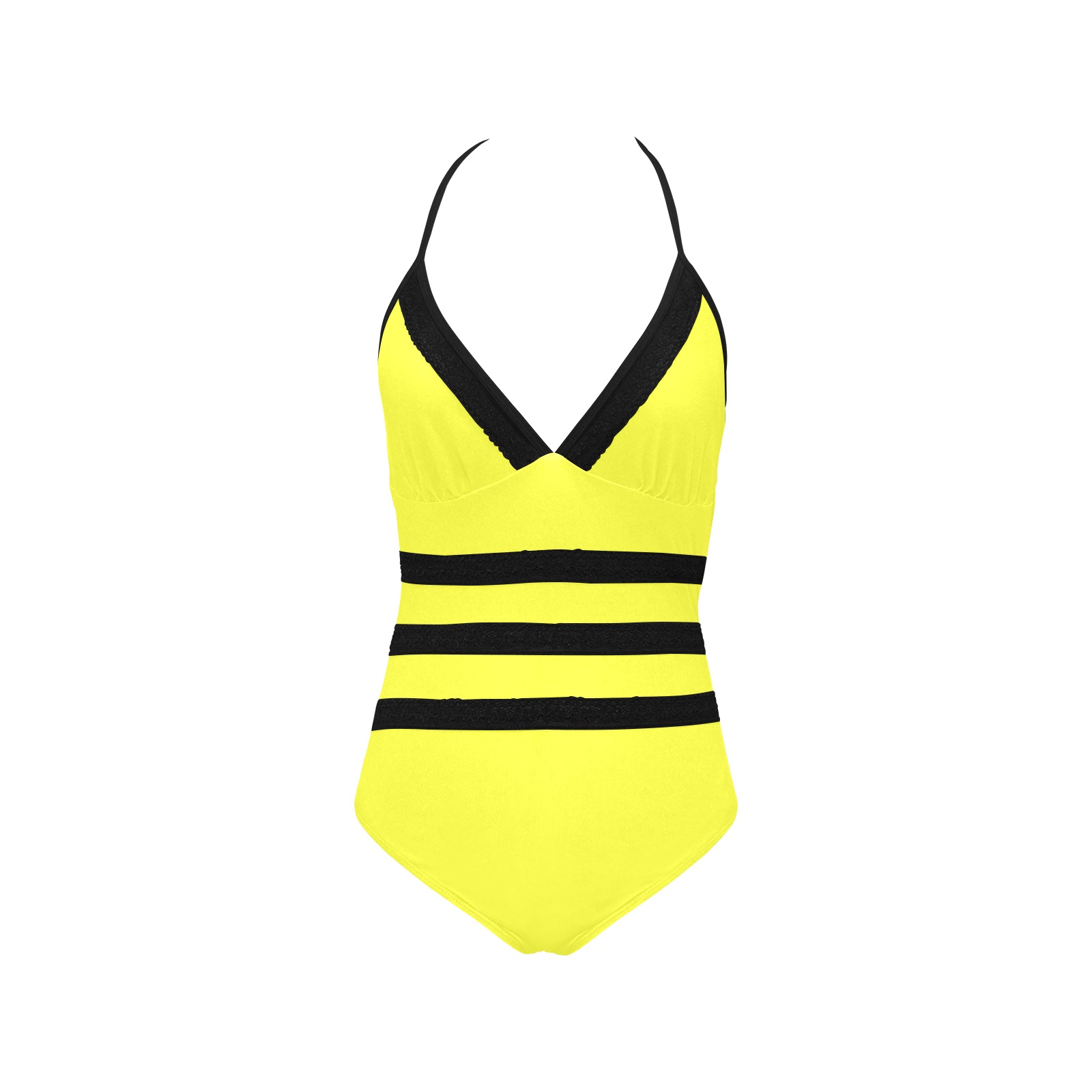 color maximum yellow Lace Band Embossing Swimsuit (Model S15)