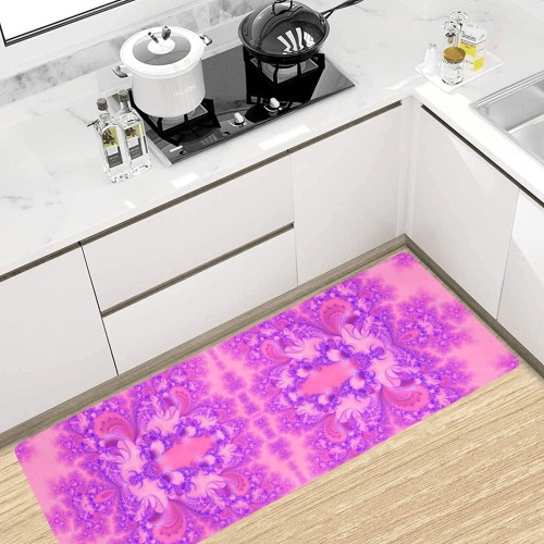 Purple and Pink Hydrangeas Frost Fractal Kitchen Mat 48"x17"