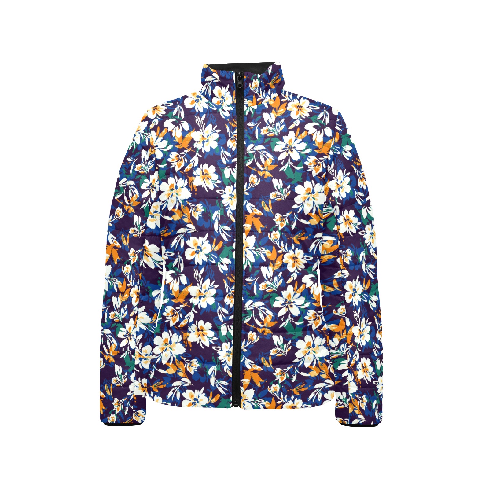 Floral garden modern 001 Women's Stand Collar Padded Jacket (Model H41)