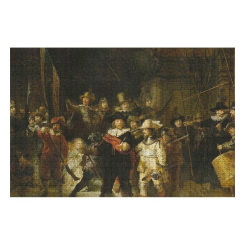 Rembrandt-The Night Watch 1000-Piece Wooden Photo Puzzles