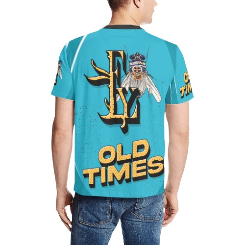 Old Times Collectable Fly Men's All Over Print T-Shirt (Solid Color Neck) (Model T63)