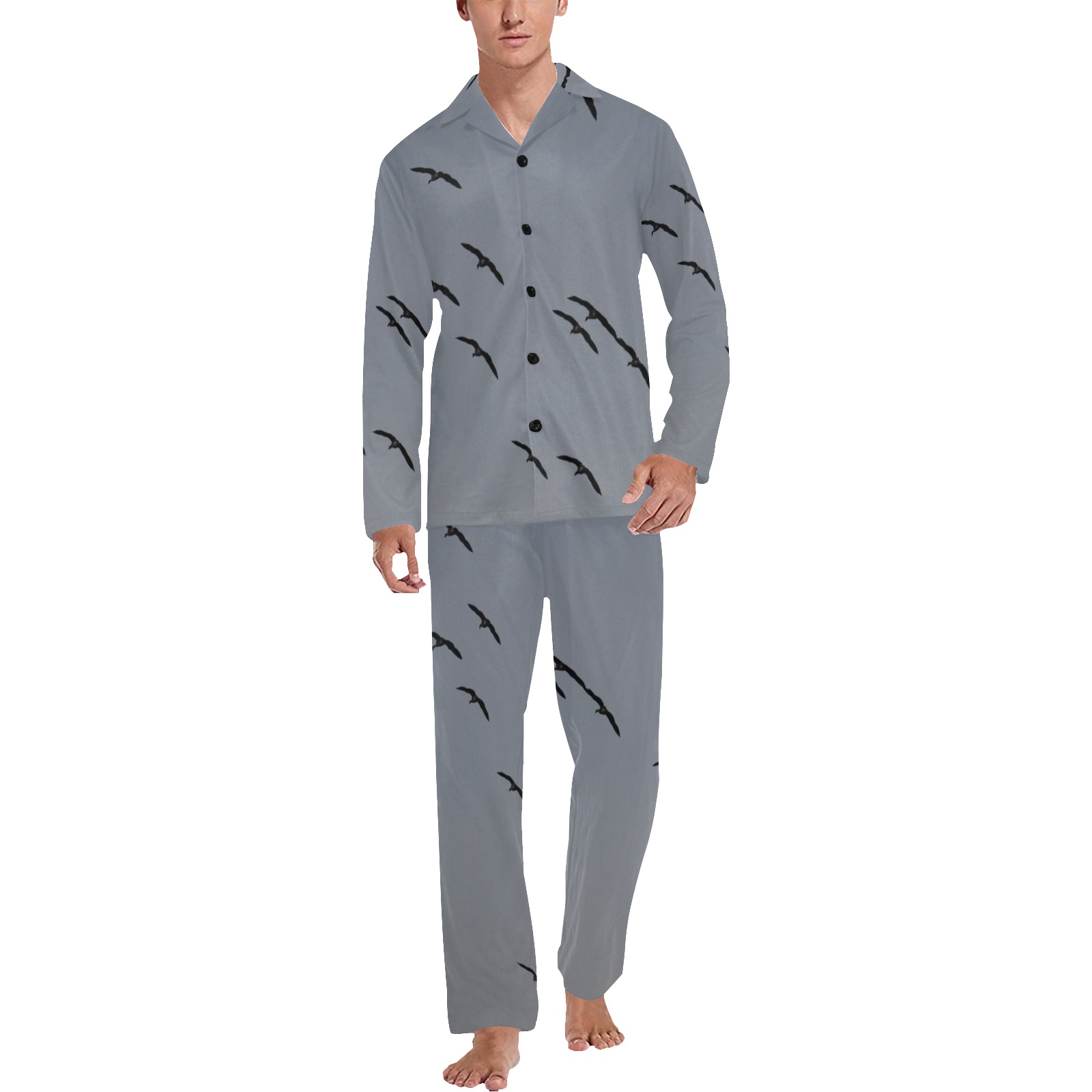 Evening Flight Men's V-Neck Long Pajama Set