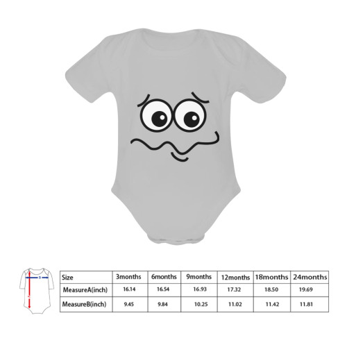 Funny Confused Comic Cartoon Face Baby Powder Organic Short Sleeve One Piece (Model T28)