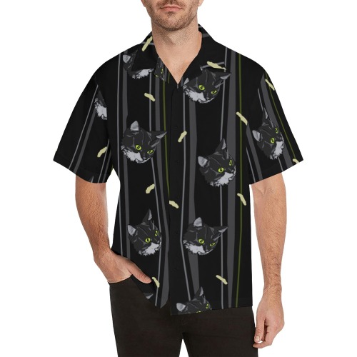 Ichi Man Cat and Cheesy Poofs Pattern Hawaiian Shirt (Model T58)